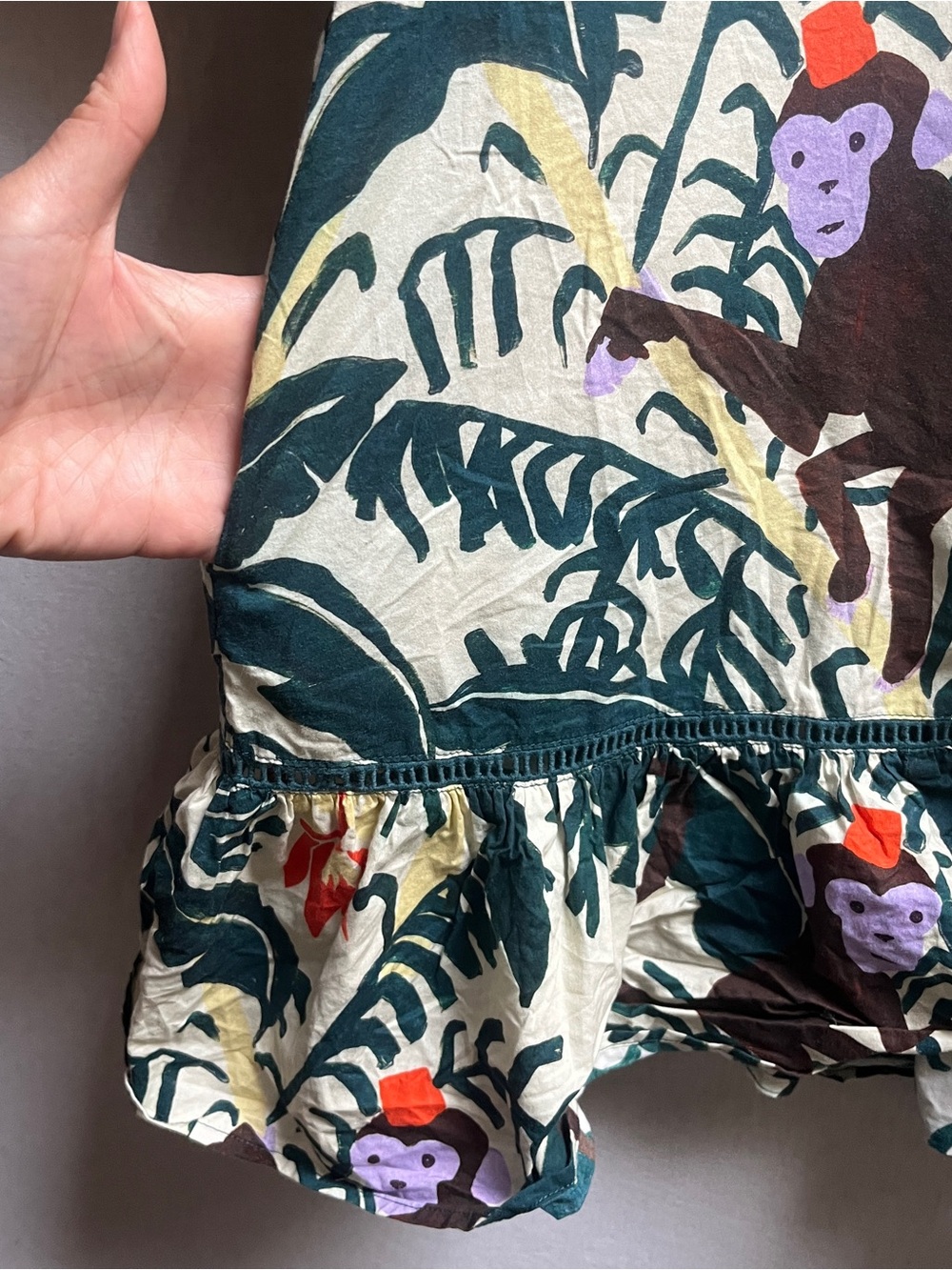Gorman Organic Cotton Monkey Print Drop Waist Dress Size S - Picture 4 of 11